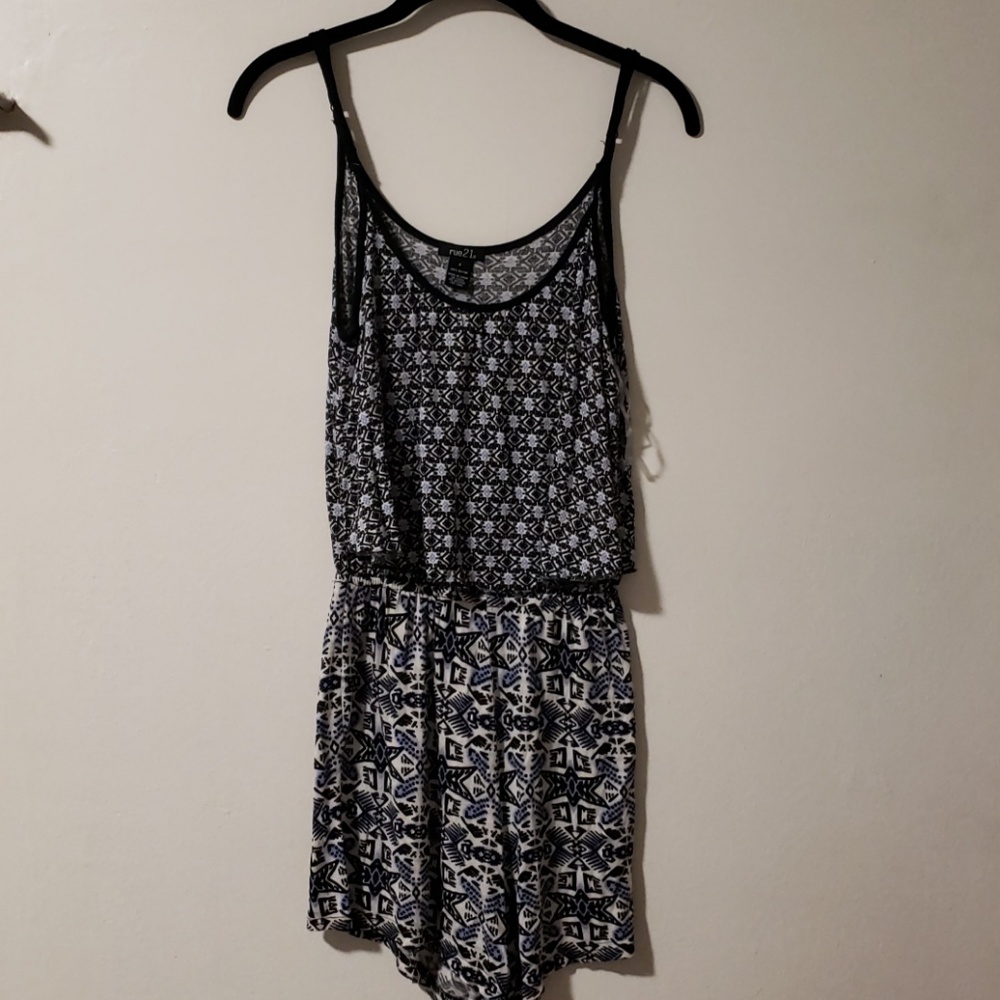 Rue 21 Black, White, and Blue Romper